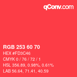 カラーコード: RGB 253 60 70 | qconv.com