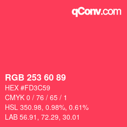 カラーコード: RGB 253 60 89 | qconv.com