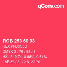 カラーコード: RGB 253 60 93 | qconv.com
