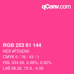 颜色代码: RGB 253 61 144 | qconv.com