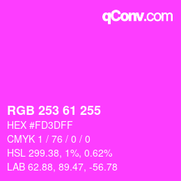 Color code: RGB 253 61 255 | qconv.com