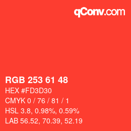 カラーコード: RGB 253 61 48 | qconv.com