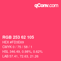 カラーコード: RGB 253 62 105 | qconv.com