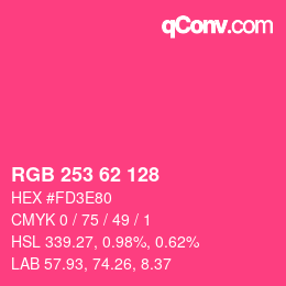 Color code: RGB 253 62 128 | qconv.com