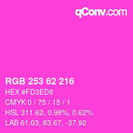 カラーコード: RGB 253 62 216 | qconv.com