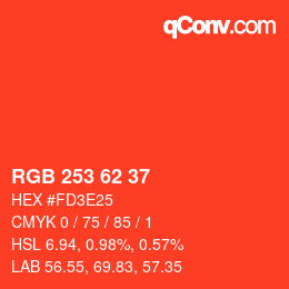 Color code: RGB 253 62 37 | qconv.com