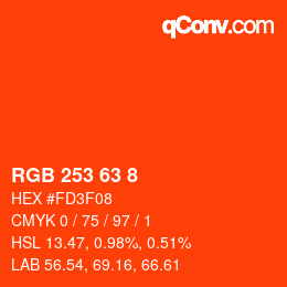 Color code: RGB 253 63 8 | qconv.com