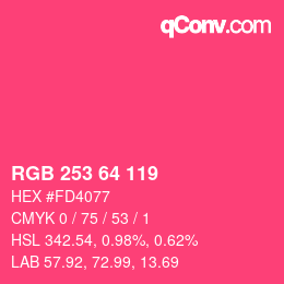 カラーコード: RGB 253 64 119 | qconv.com
