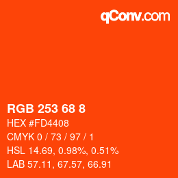 Color code: RGB 253 68 8 | qconv.com