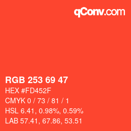 カラーコード: RGB 253 69 47 | qconv.com