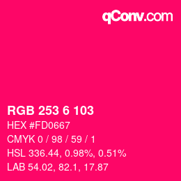 Color code: RGB 253 6 103 | qconv.com