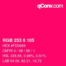 Color code: RGB 253 6 105 | qconv.com
