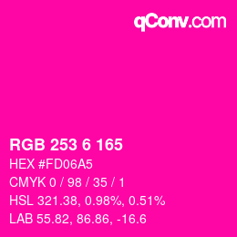 Color code: RGB 253 6 165 | qconv.com
