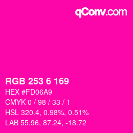 カラーコード: RGB 253 6 169 | qconv.com