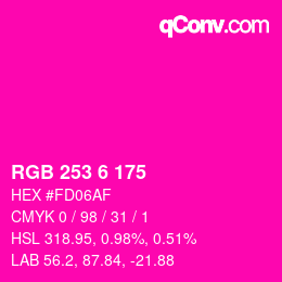 Color code: RGB 253 6 175 | qconv.com