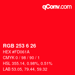Color code: RGB 253 6 26 | qconv.com