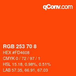 颜色代码: RGB 253 70 8 | qconv.com