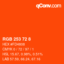 カラーコード: RGB 253 72 8 | qconv.com