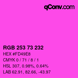 Color code: RGB 253 73 232 | qconv.com