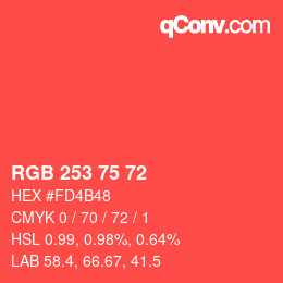 Color code: RGB 253 75 72 | qconv.com