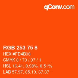 颜色代码: RGB 253 75 8 | qconv.com