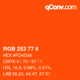 颜色代码: RGB 253 77 8 | qconv.com