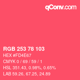 Color code: RGB 253 78 103 | qconv.com