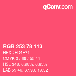 Color code: RGB 253 78 113 | qconv.com