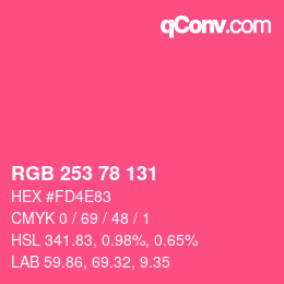 Color code: RGB 253 78 131 | qconv.com