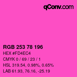 カラーコード: RGB 253 78 196 | qconv.com