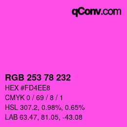 Color code: RGB 253 78 232 | qconv.com