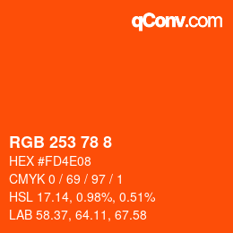 颜色代码: RGB 253 78 8 | qconv.com
