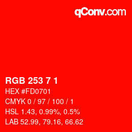 Color code: RGB 253 7 1 | qconv.com