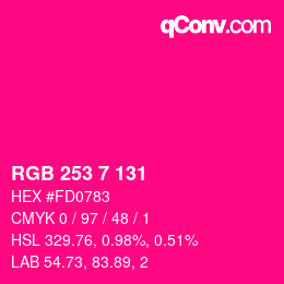 カラーコード: RGB 253 7 131 | qconv.com