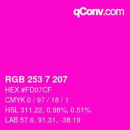 カラーコード: RGB 253 7 207 | qconv.com