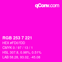 Color code: RGB 253 7 221 | qconv.com