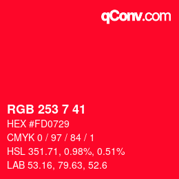Color code: RGB 253 7 41 | qconv.com