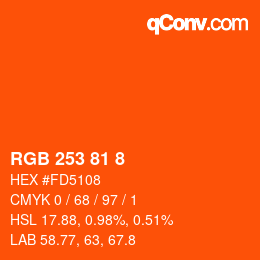 颜色代码: RGB 253 81 8 | qconv.com
