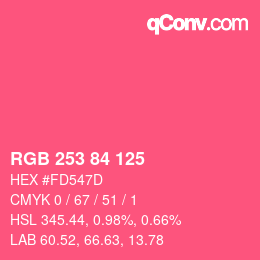 颜色代码: RGB 253 84 125 | qconv.com