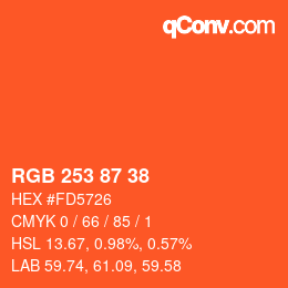 颜色代码: RGB 253 87 38 | qconv.com