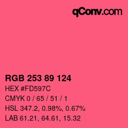 颜色代码: RGB 253 89 124 | qconv.com