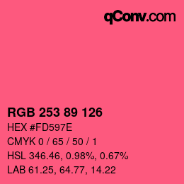 Color code: RGB 253 89 126 | qconv.com
