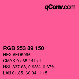 カラーコード: RGB 253 89 150 | qconv.com