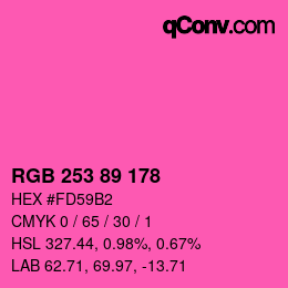 カラーコード: RGB 253 89 178 | qconv.com