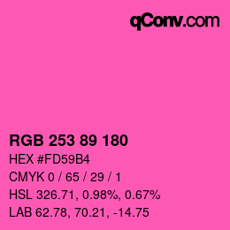 カラーコード: RGB 253 89 180 | qconv.com