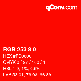 Color code: RGB 253 8 0 | qconv.com