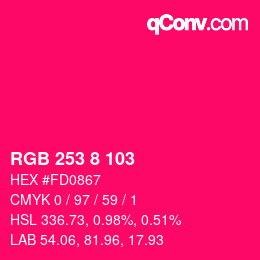 カラーコード: RGB 253 8 103 | qconv.com