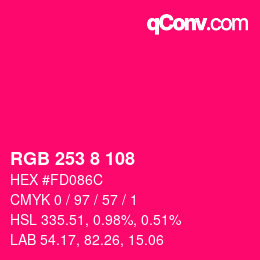 颜色代码: RGB 253 8 108 | qconv.com