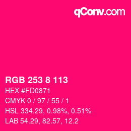 Color code: RGB 253 8 113 | qconv.com