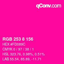 颜色代码: RGB 253 8 156 | qconv.com